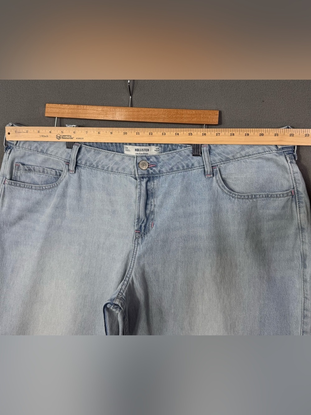 Hollister Low Rise Baggy Light Blue Wash Wide Leg Denim Jeans, Plus Size 20 - Picture 12 of 16